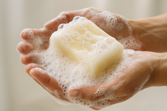 Soap bubbling in hands